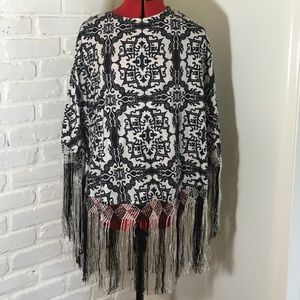 Black and White Poncho Top